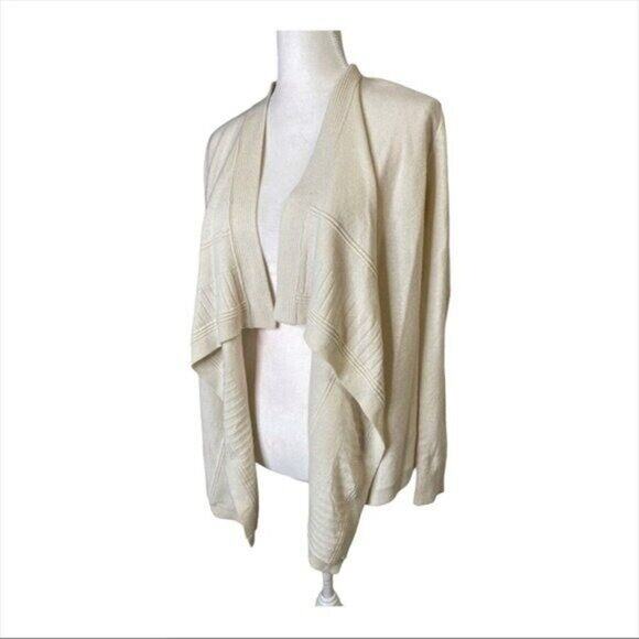Club Monaco Beige Cashmere wrap cardigan sweater sz XS small knit ribbed - Picture 2 of 12